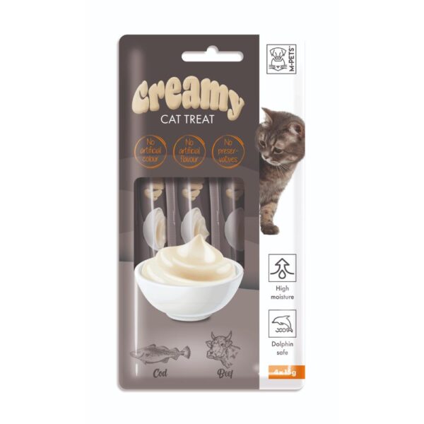 M-PETS CREAMY კატის  სასუსნავი ვირთევზა&საქონელი 60g/4x