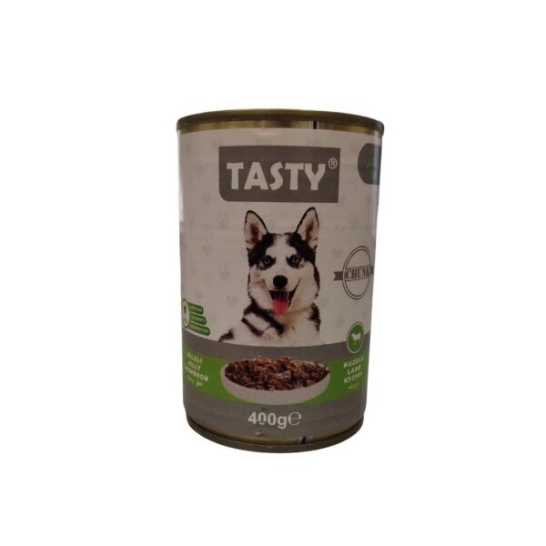 TASTY Dog Lamb Chunks In Jelly ბატკნის ნაჭრები ჟელეში ძაღლისთვის 400g