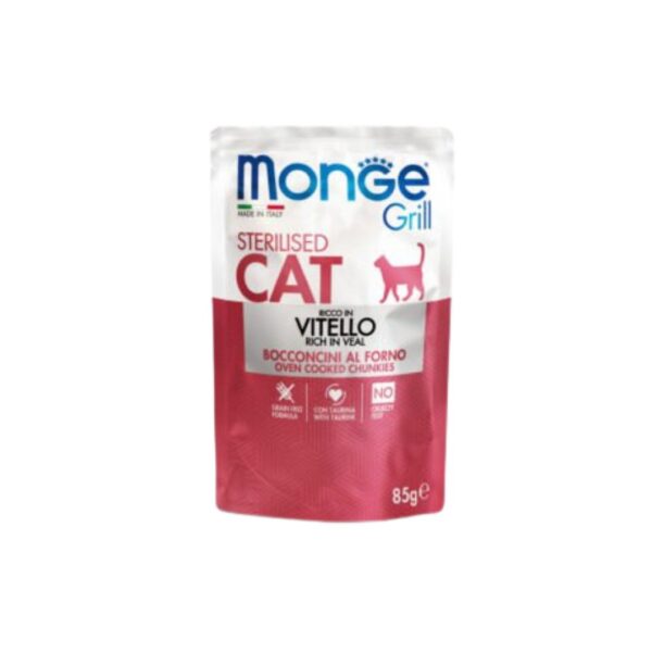 MONGE Grill Sterilised Cat Veal Chunks 85g