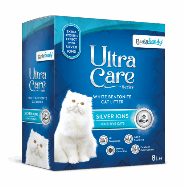 BantySandy ULTRA Care Silver Ions კატის ქვიშა მგრძნობიარე კატებისთვის 8L