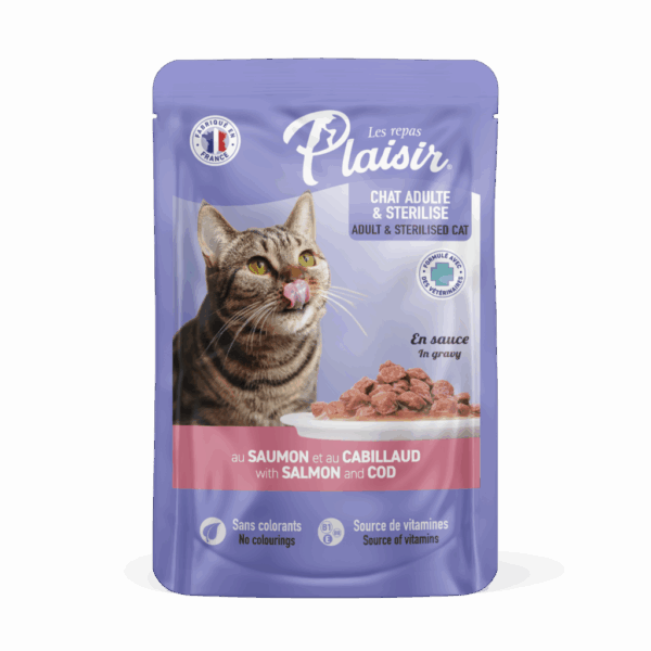 Plaisir Adult & Sterilised Cat With Salmon & Cod 100g